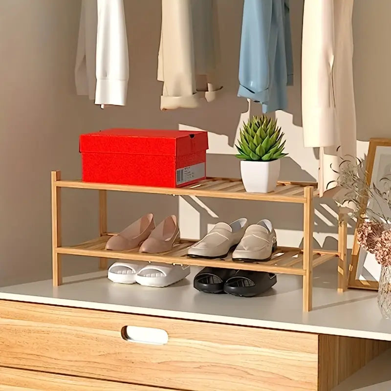 Bamboo Shoe Rack: Stack & Fold Design-3