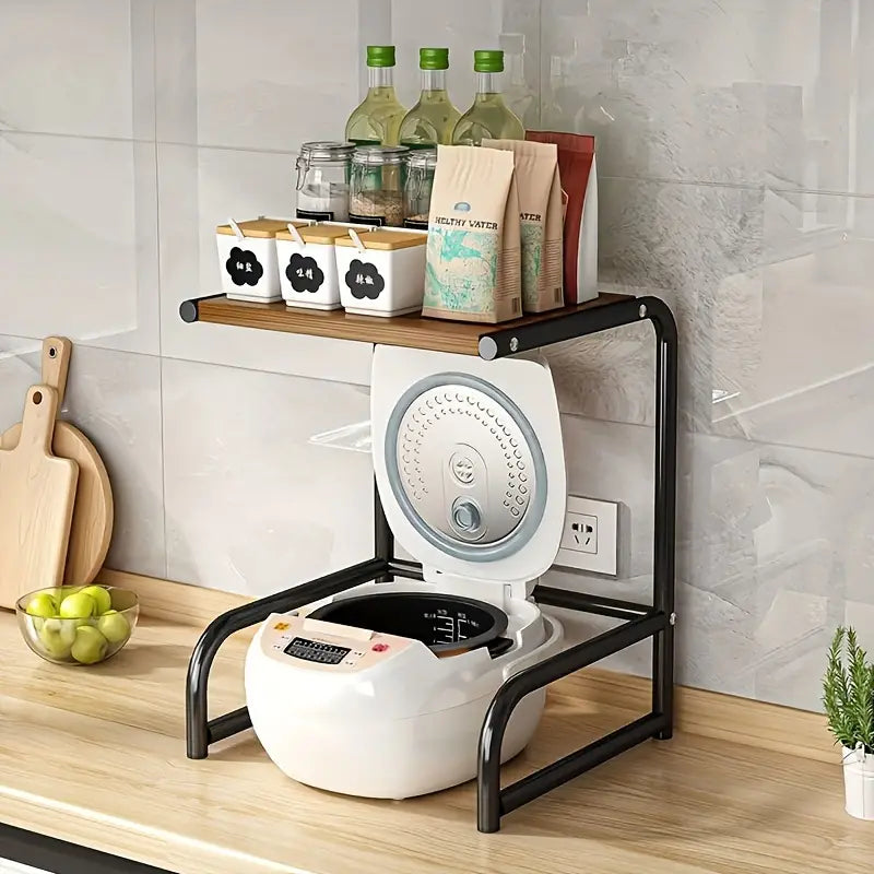 Multifunctional Microwave Storage Shelf - Kitchen Organizer and Oven Holder- Black-3