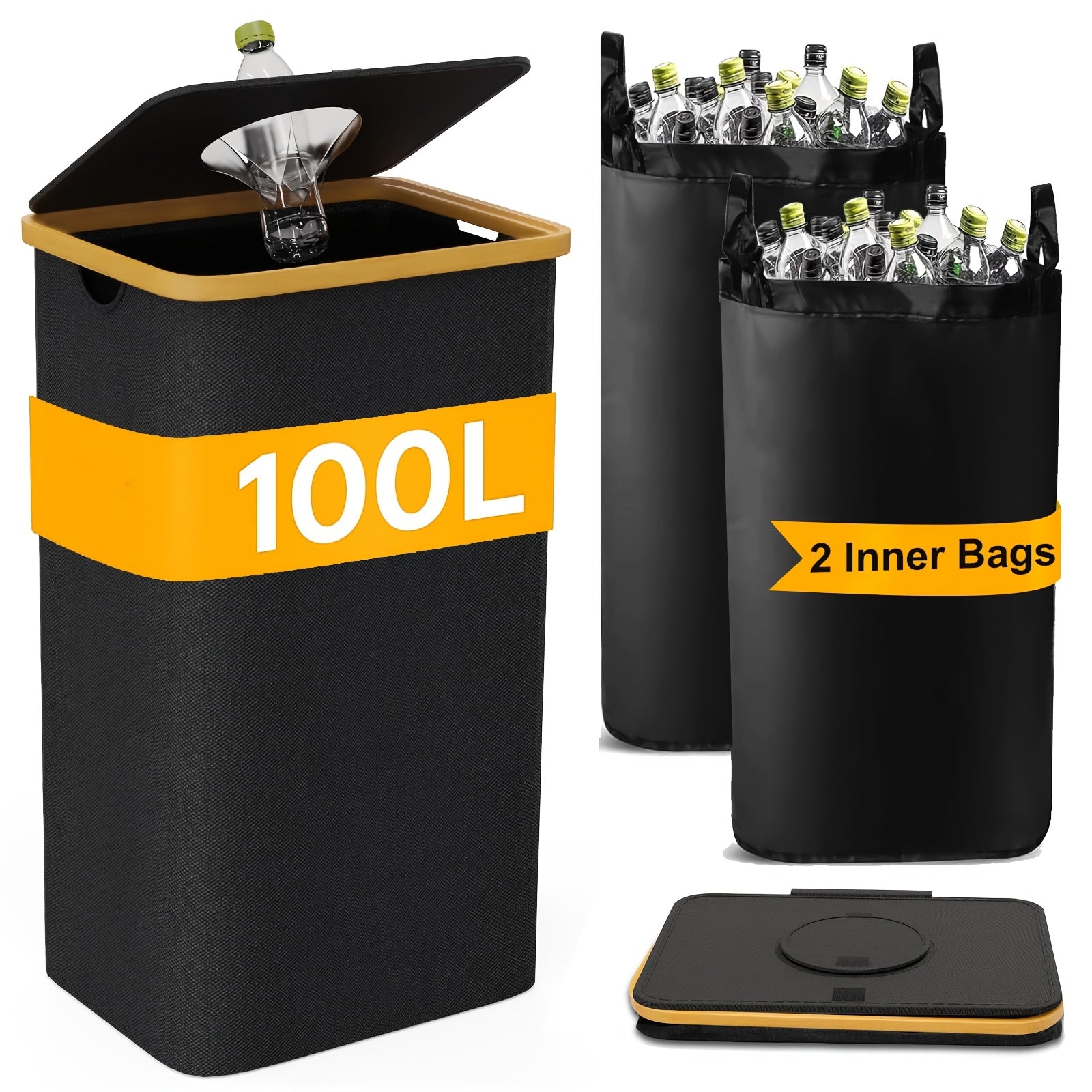 Household Recycling Bin with 2 Detachable Inner Bags-2
