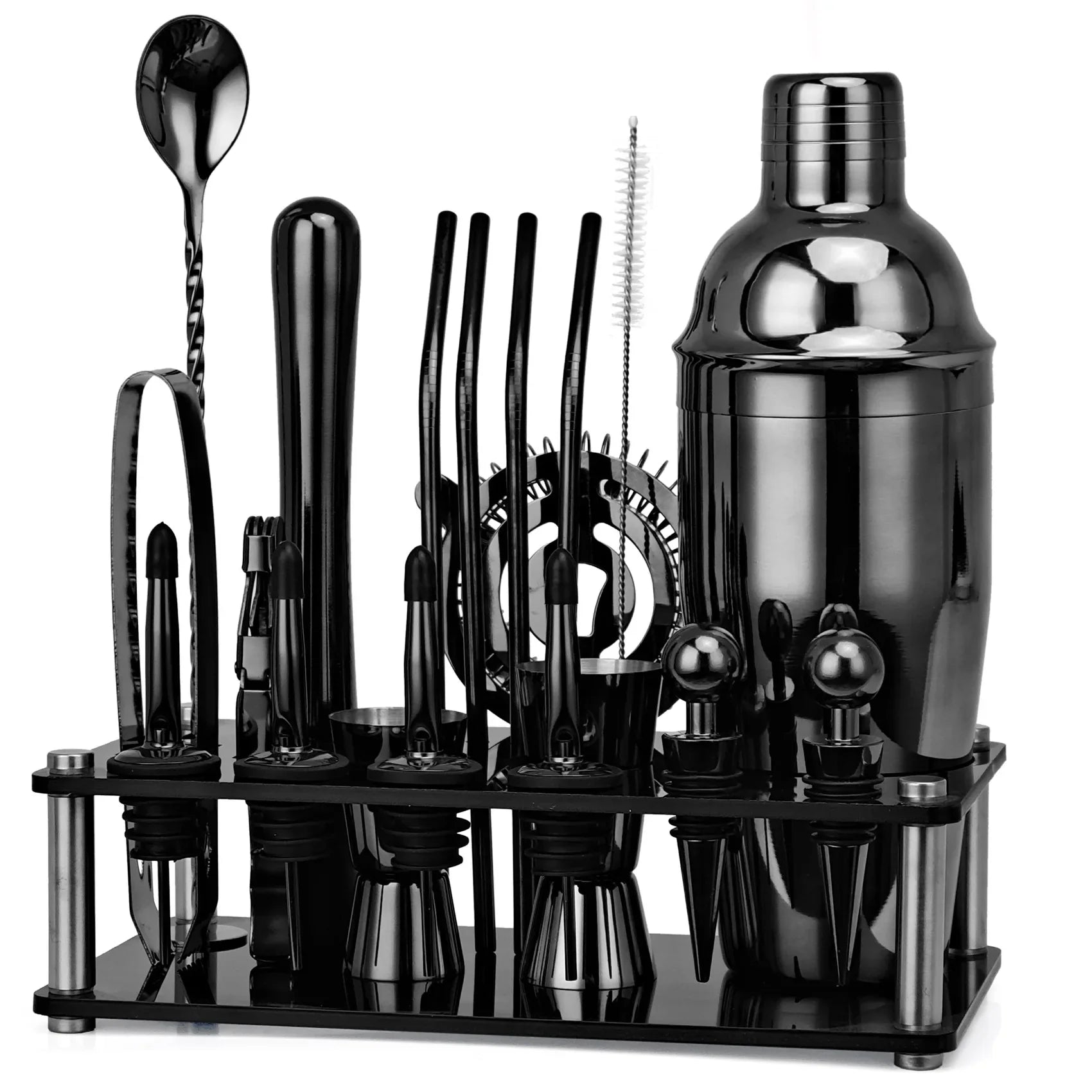 NNEOBA 20pcs Boston Cocktail Shaker Set with Stand-0