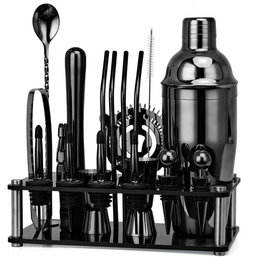 NNEOBA 20pcs Boston Cocktail Shaker Set with Stand-0