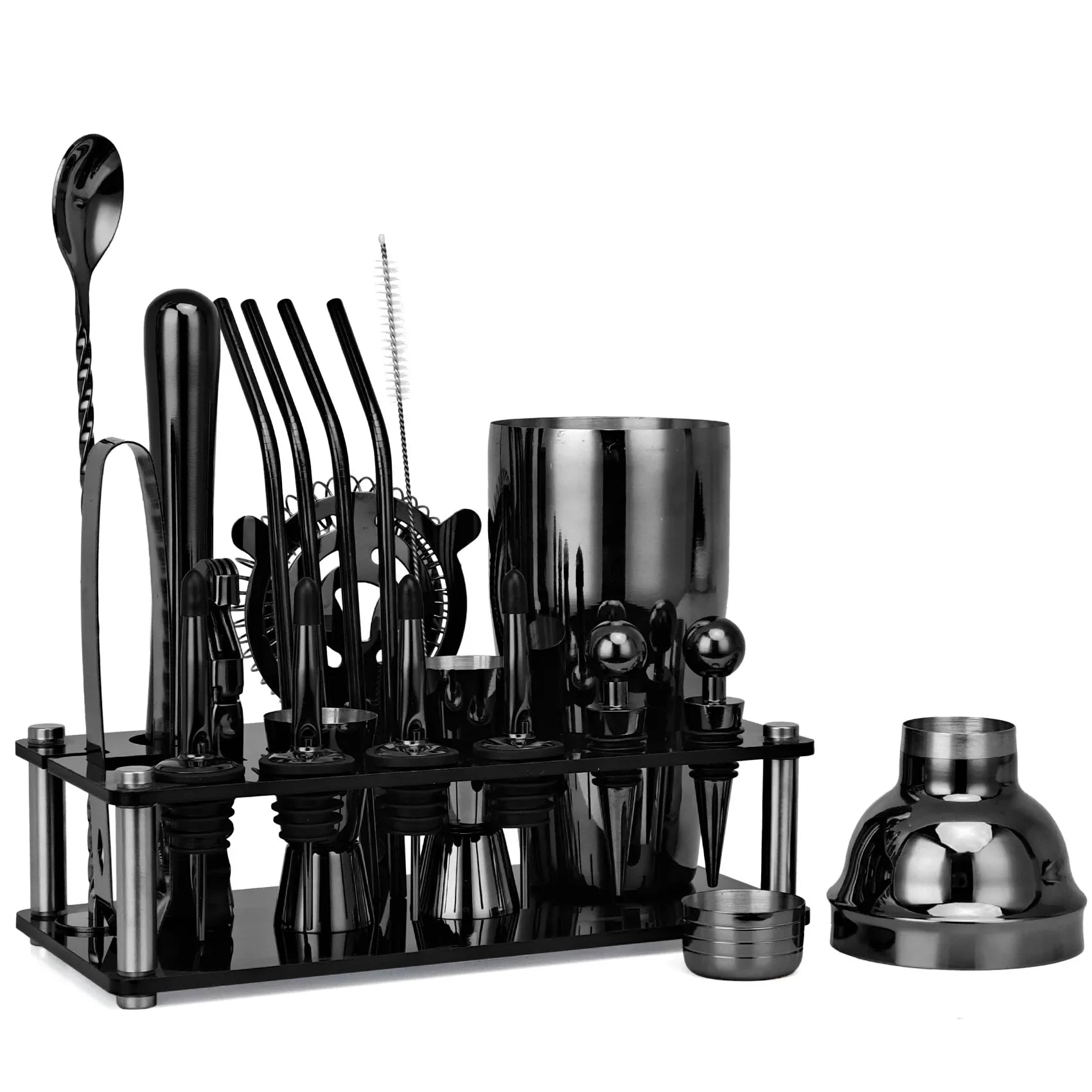 NNEOBA 20pcs Boston Cocktail Shaker Set with Stand-1