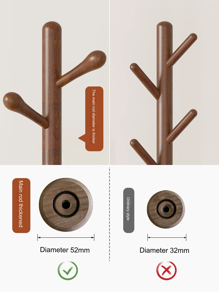 Solid Walnut Wood Floor Coat Rack - 10 Hooks-4