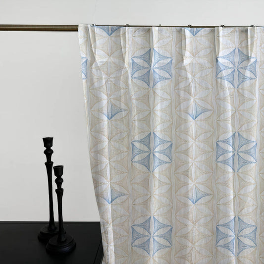 Geometric Embroidered Linen Sheer Curtains | Pinch Pleated | Opaque Privacy Light Filtering Curtains | Standard & Made to Measure-0