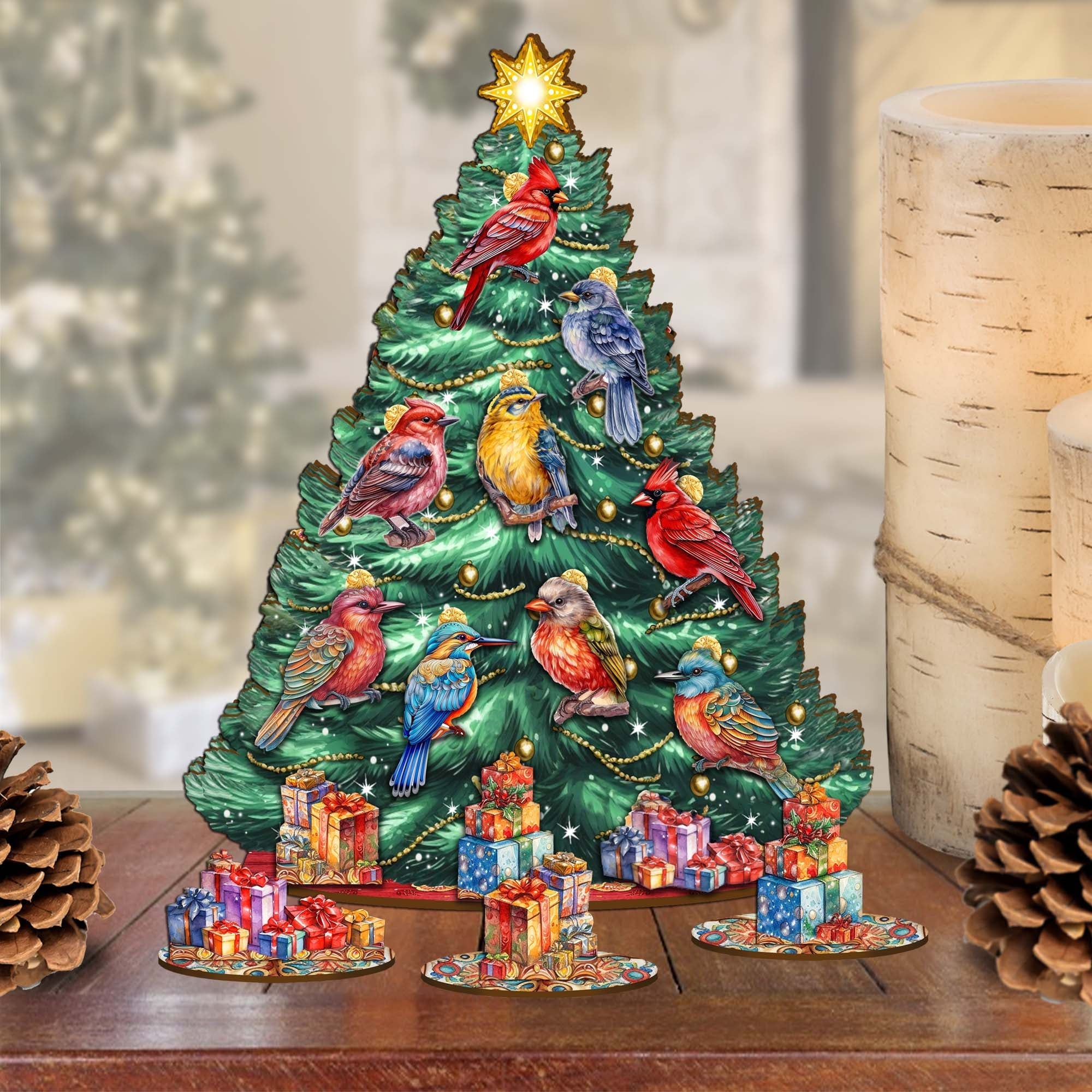 Christmas Birds Christmas Tree Eco Wood Set by G.DeBrekht Christmas Decor - 8091511-3