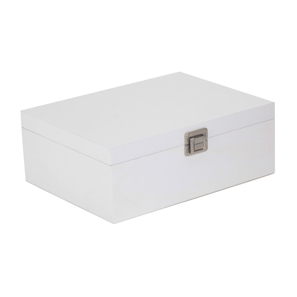 White Painted Wooden Storage Box-4