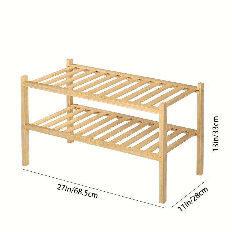 Bamboo Shoe Rack: Stack & Fold Design-2