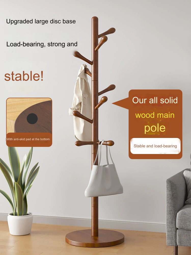 Solid Walnut Wood Floor Coat Rack - 10 Hooks-3