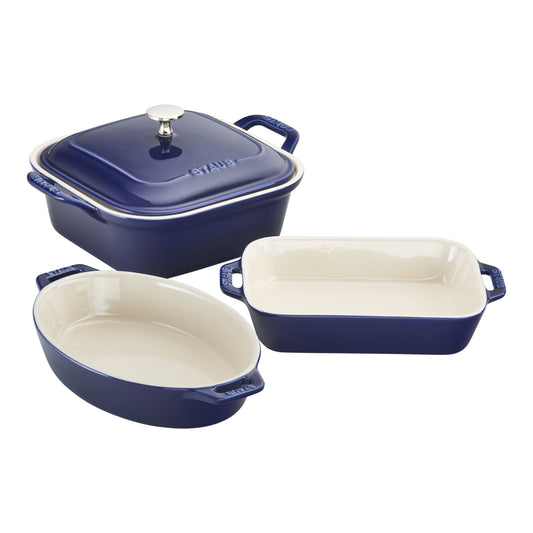 STAUB Ceramique Mixed Baking Dish Set Dark Blue 4 Piece-0
