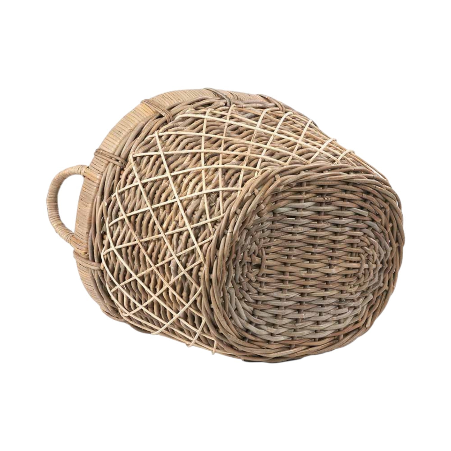 Brown Rattan Oval Handled Laundry Basket-4