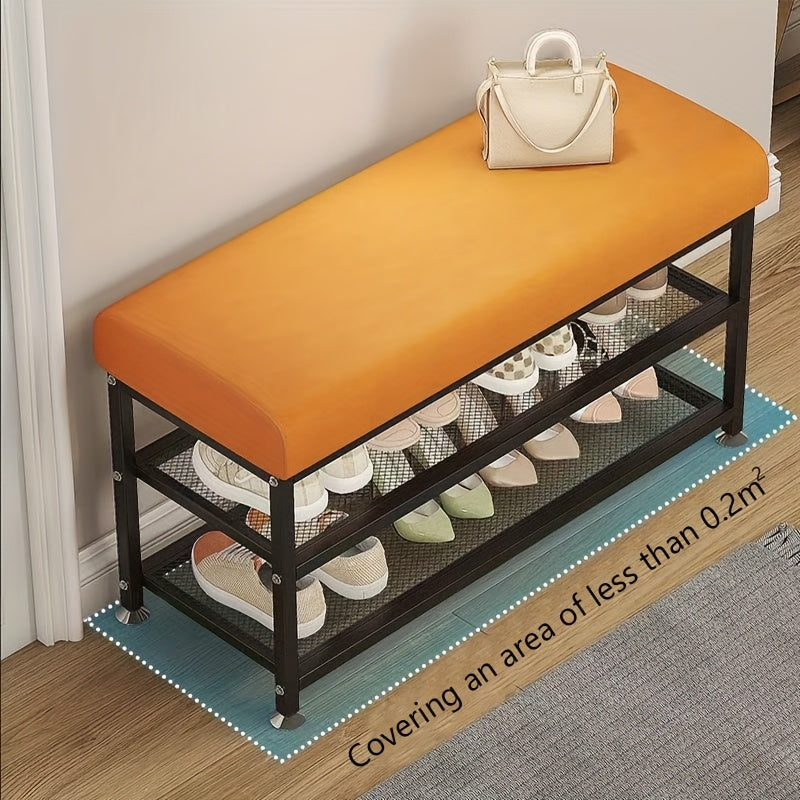 Shoe Changing Stool with Storage Rack-3