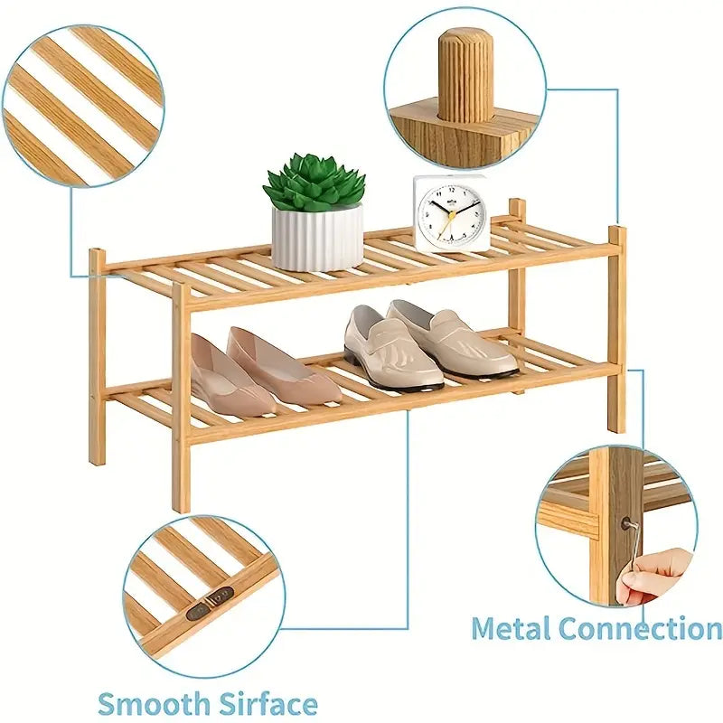 Bamboo Shoe Rack: Stack & Fold Design-4