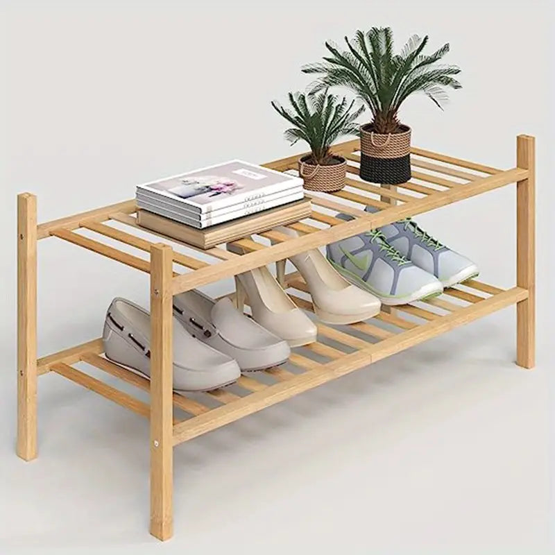 Bamboo Shoe Rack: Stack & Fold Design-5