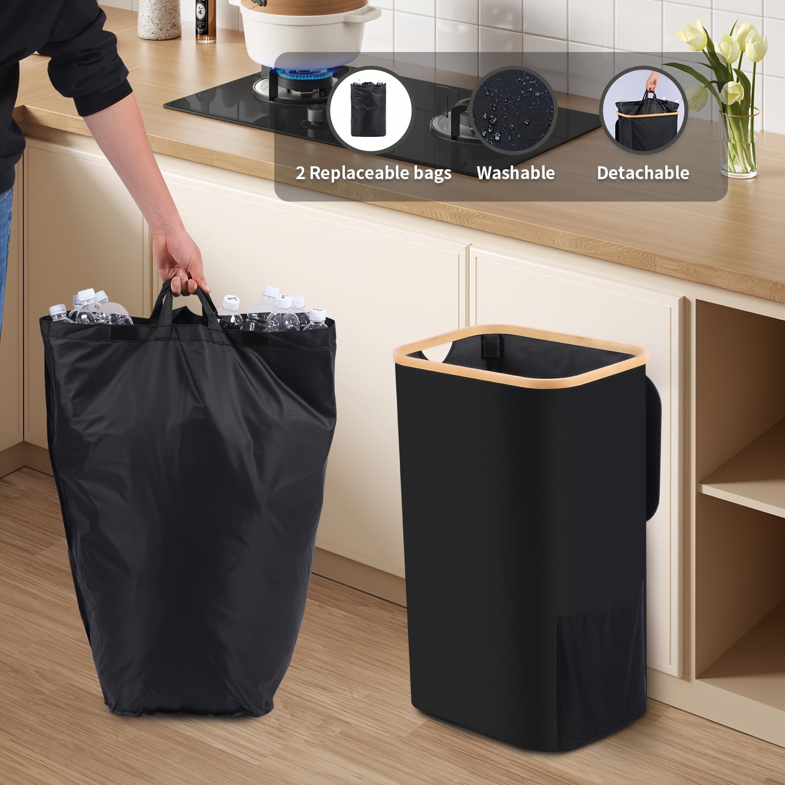 Household Recycling Bin with 2 Detachable Inner Bags-1
