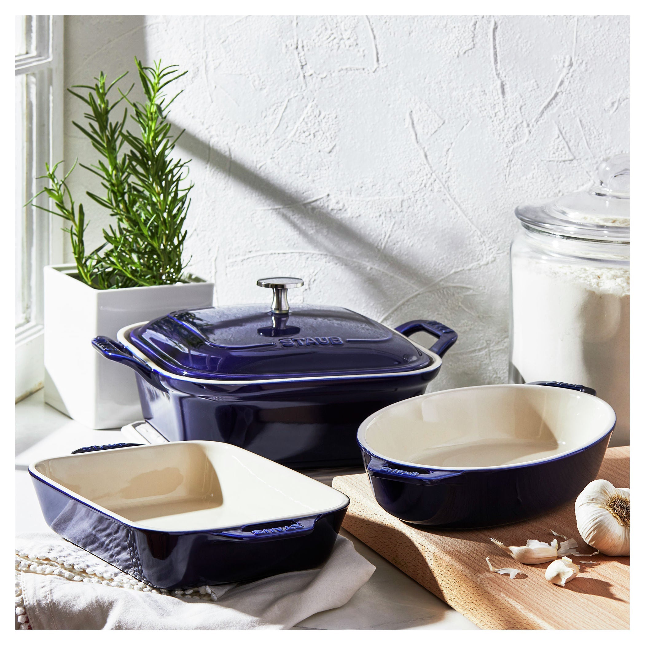 STAUB Ceramique Mixed Baking Dish Set Dark Blue 4 Piece-1