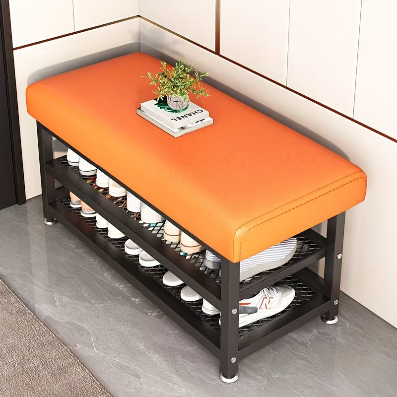 Shoe Changing Stool with Storage Rack-2