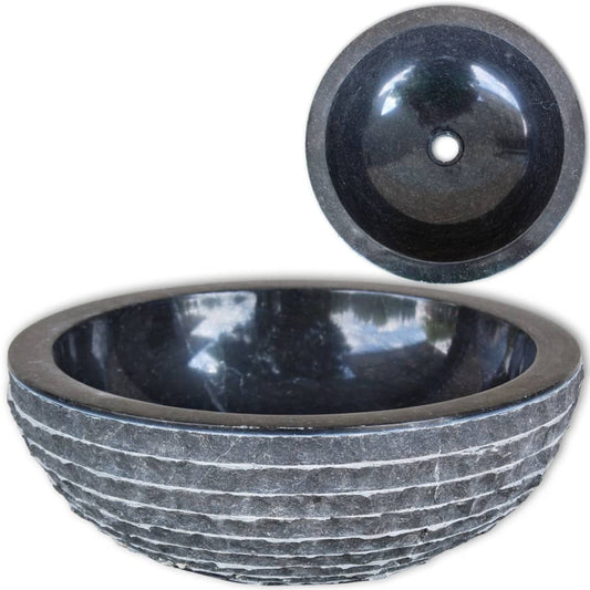 Vidaxl washbasin 40 cm black marble-0