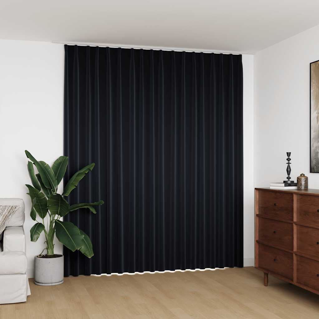 Vidaxl blackout curtain with hooks 290x245 cm black-0