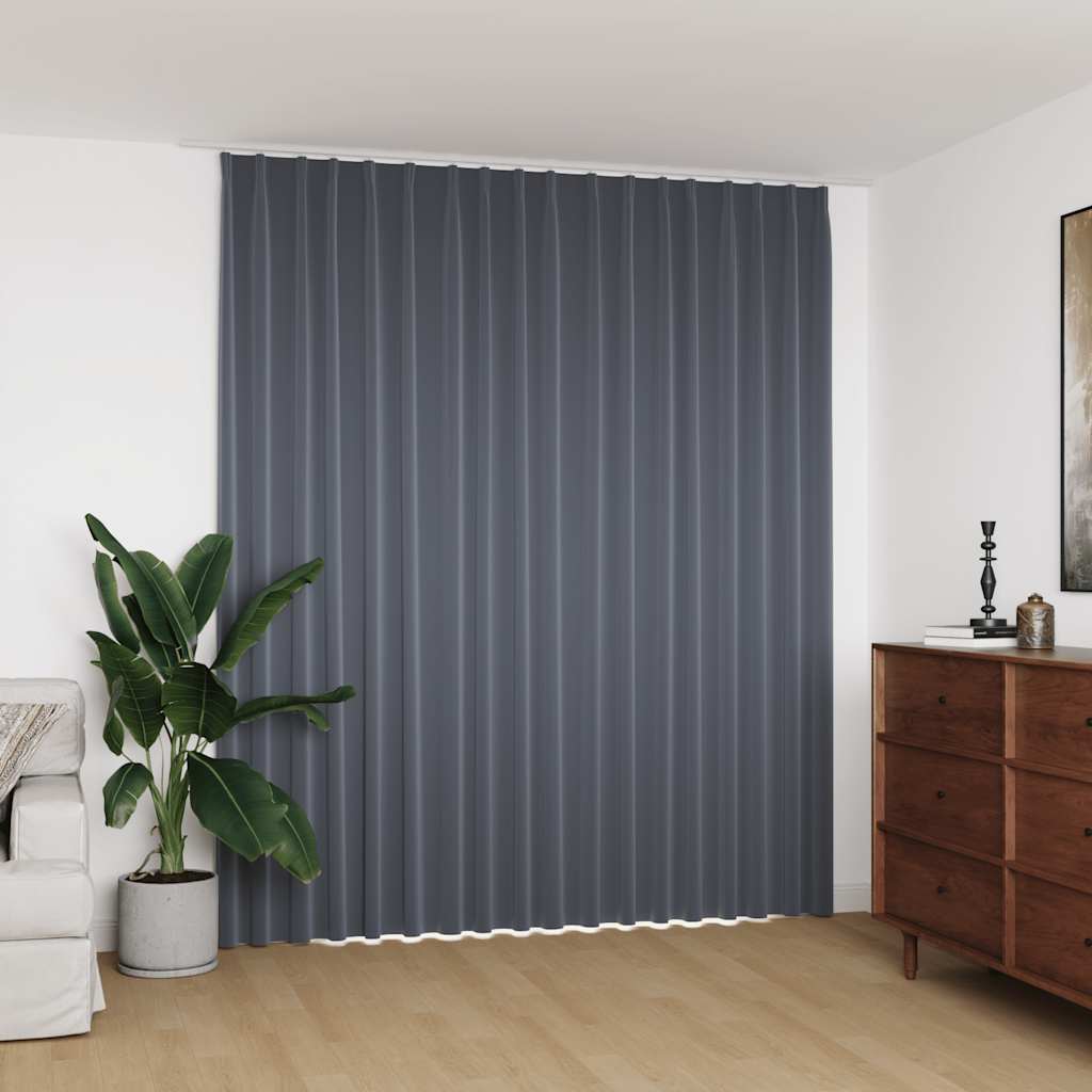 Vidaxl blackout curtain with hooks 290x245 cm gray-0