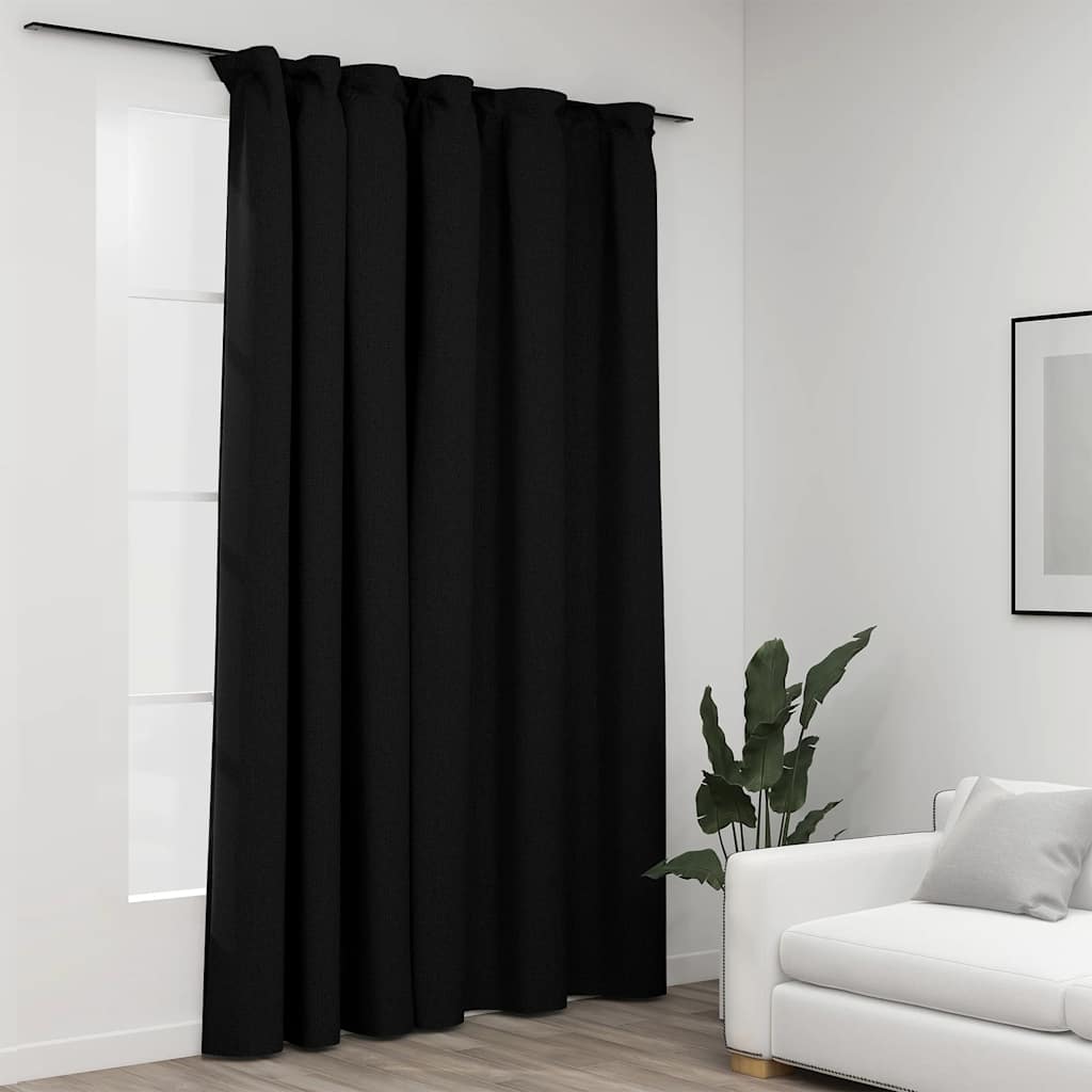 Vidaxl curtain linen look blackout hook 290x245 cm anthracite-0