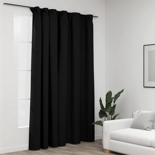 Vidaxl curtain linen look blackout hook 290x245 cm anthracite-0