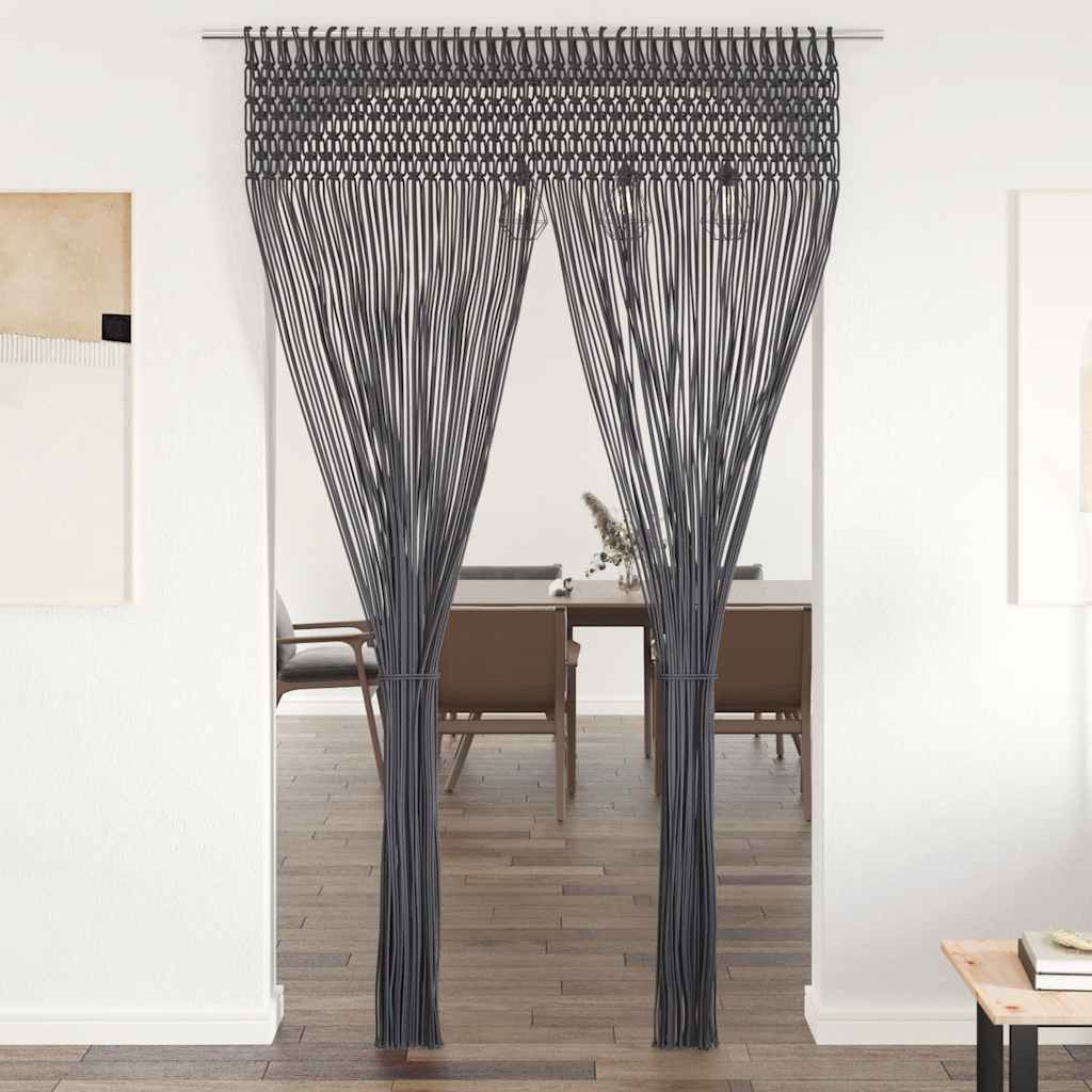 Vidaxl curtain macrame 140x240 cm cotton anthracite-0