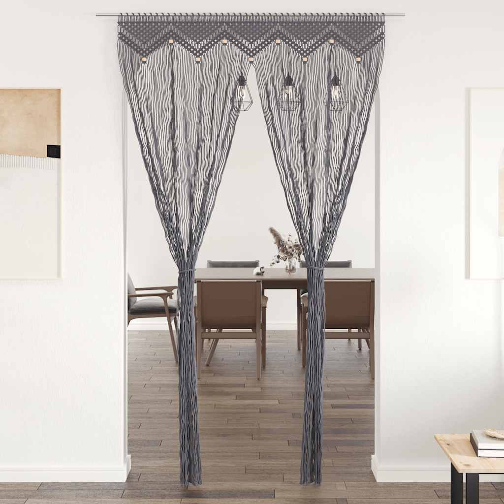 Vidaxl curtain macrame 140x240 cm cotton anthracite-0