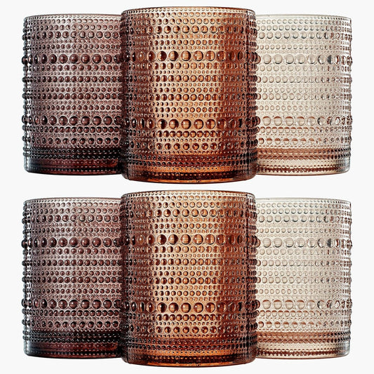 Hobnail Drinking Glasses, Venus Colors Beaded Tumbler Drinking Glasses Set | Set of 6-0
