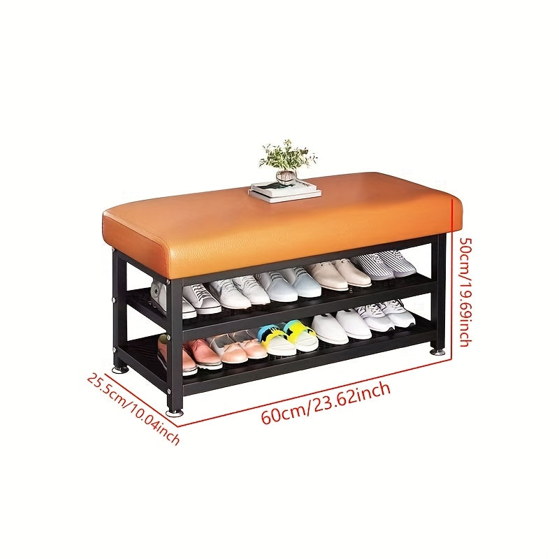 Shoe Changing Stool with Storage Rack-4