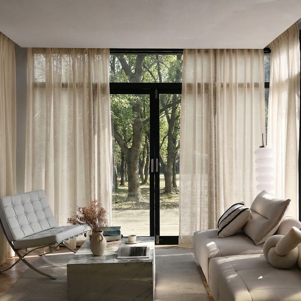 Custom Linen Sheer Solid Curtains