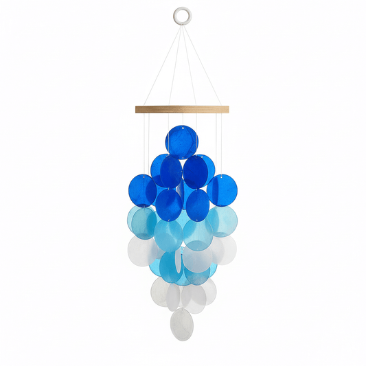 Blue shell wind chimes for outside Home decor Handcrafted-0