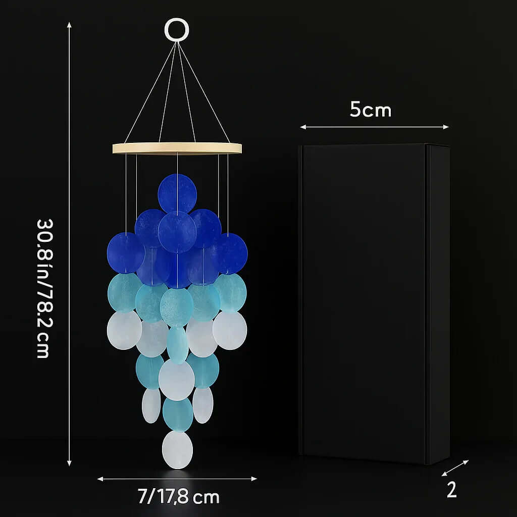 Blue shell wind chimes for outside Home decor Handcrafted-2