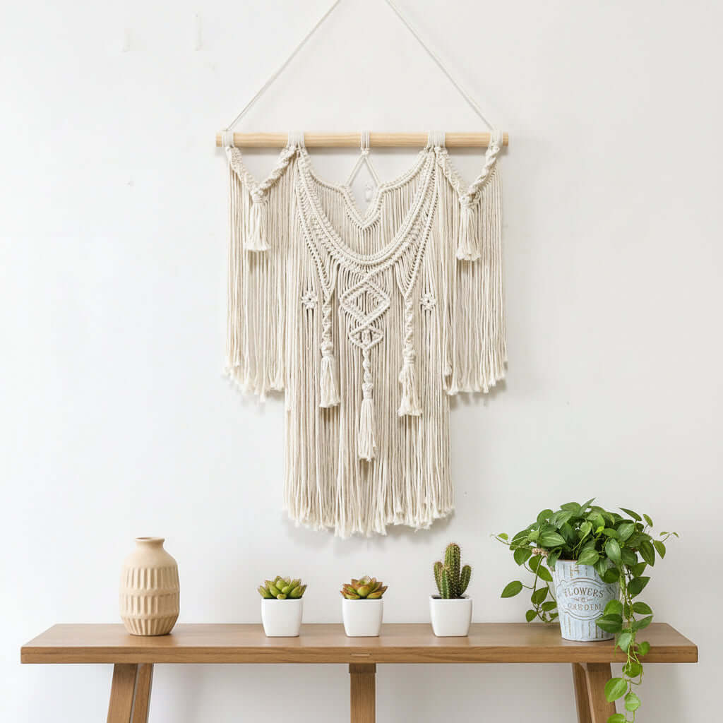 Boho Leaf Tapestry Wall Hanging – Handwoven Nordic Room Decor Curtain-0