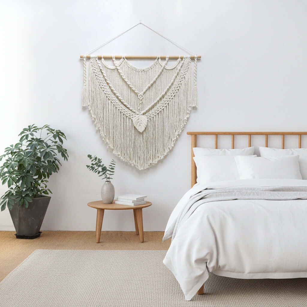 Boho Leaf Tapestry Wall Hanging – Handwoven Nordic Room Decor Curtain-1
