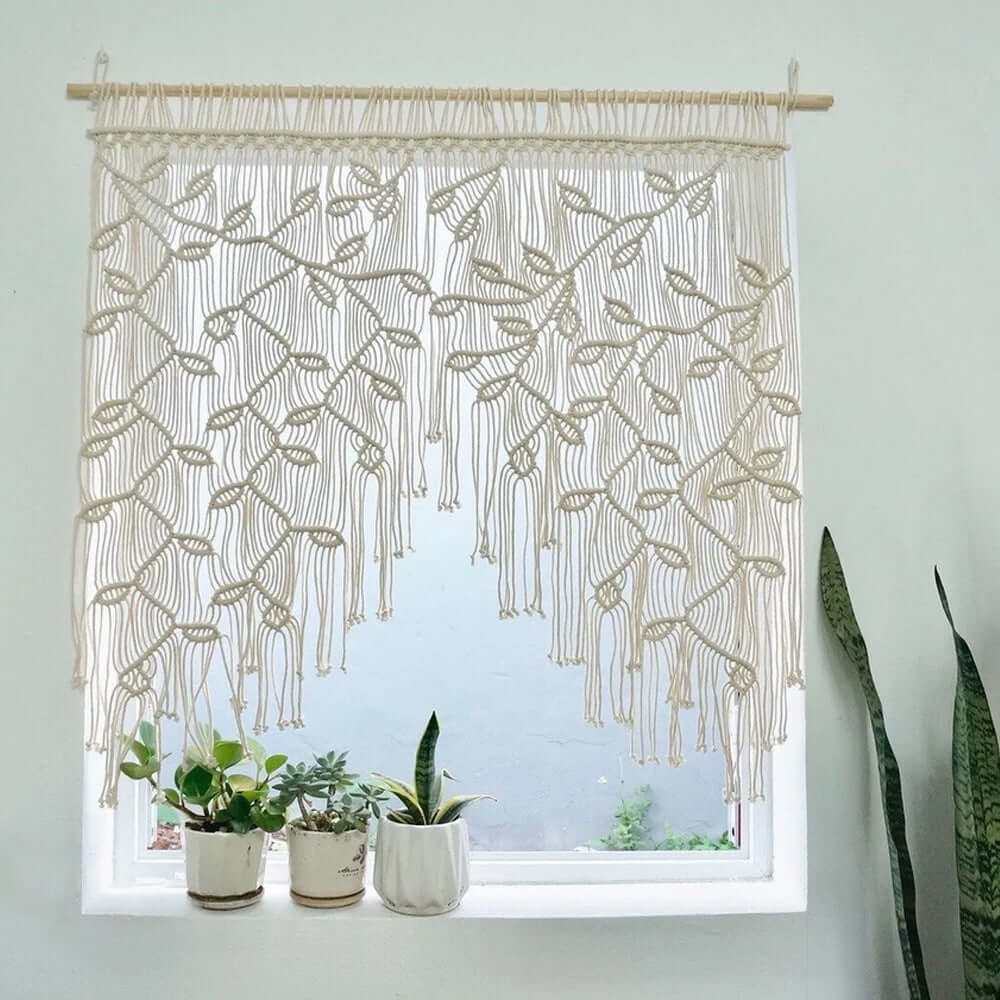 Boho Leaf Tapestry Wall Hanging – Handwoven Nordic Room Decor Curtain-2
