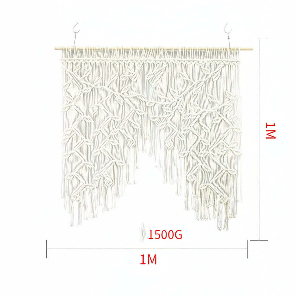 Boho Leaf Tapestry Wall Hanging – Handwoven Nordic Room Decor Curtain-3