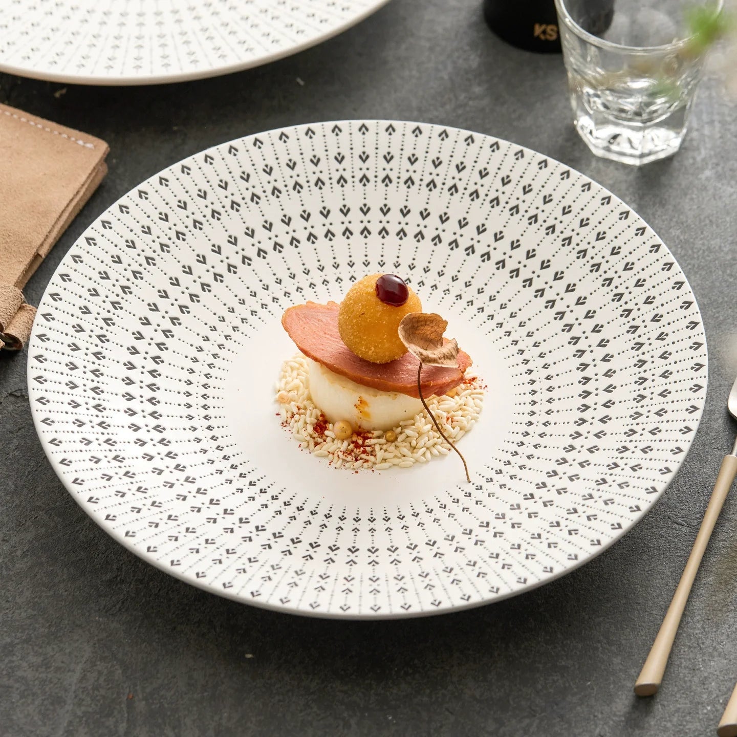 White Glazed Ceramic Dinner Plate – Heart Pattern Design, Available in 10.5