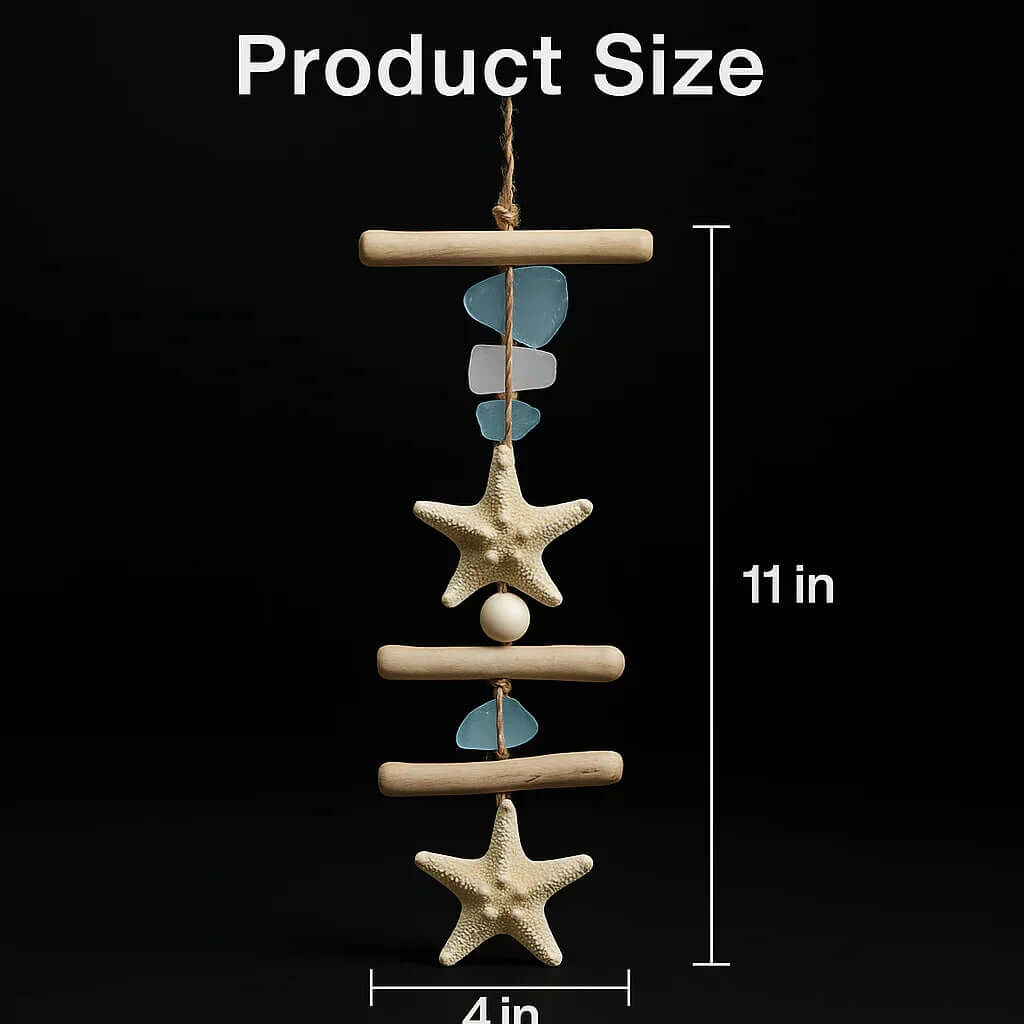 Coastal seashell wall hanging Starfish Driftwood Beach Room Decoration-1