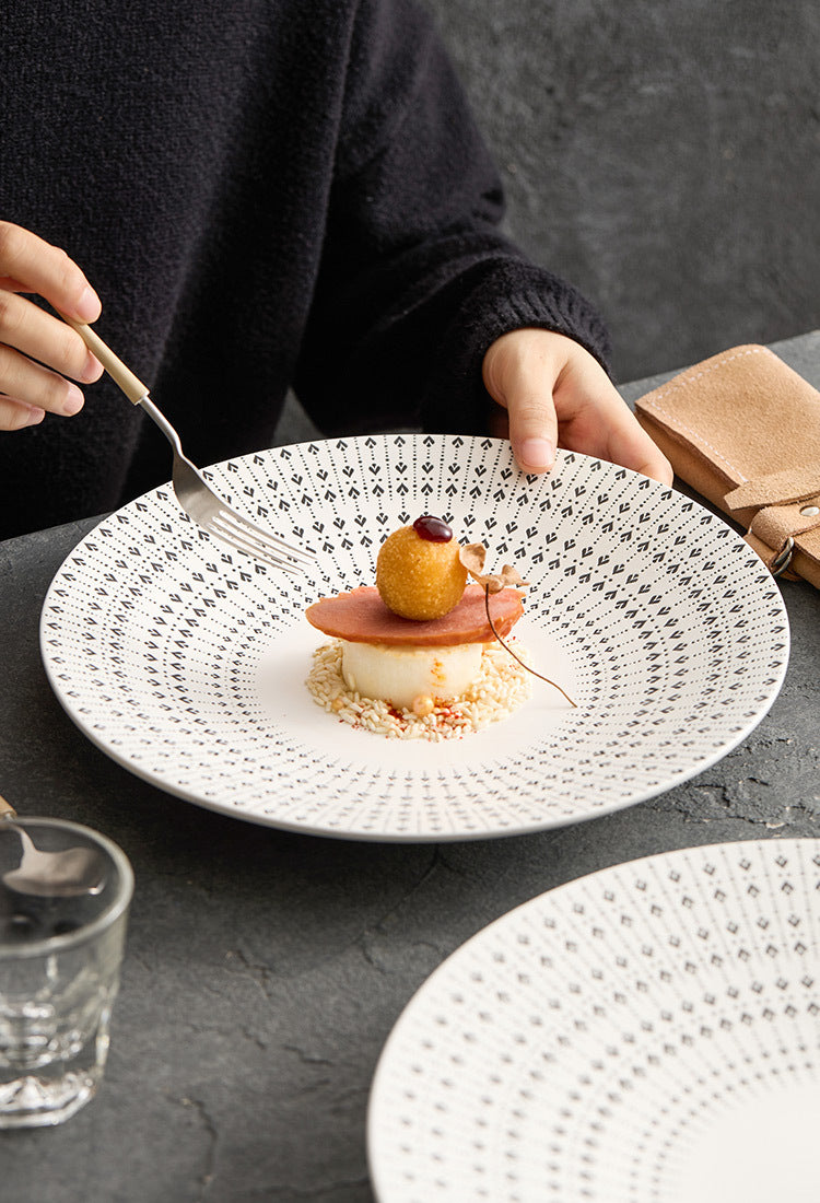 White Glazed Ceramic Dinner Plate – Heart Pattern Design, Available in 10.5