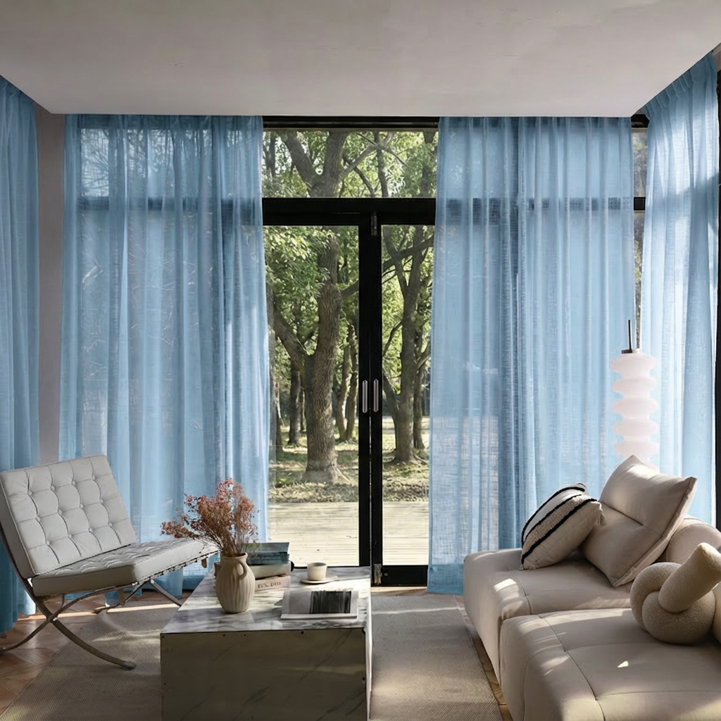 Custom Linen Sheer Solid Curtains