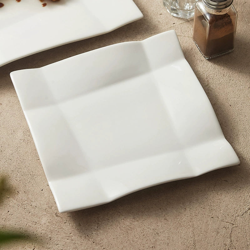 Origami-Inspired Square Ceramic Plate — Sculptural Fine Dining Tableware-2