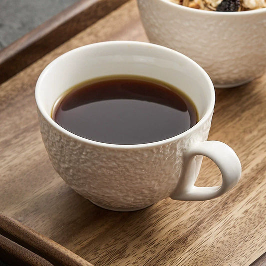 Rock Texture Coffee Cup & Saucer Set — Minimalist Ceramic Craftsmanship-0