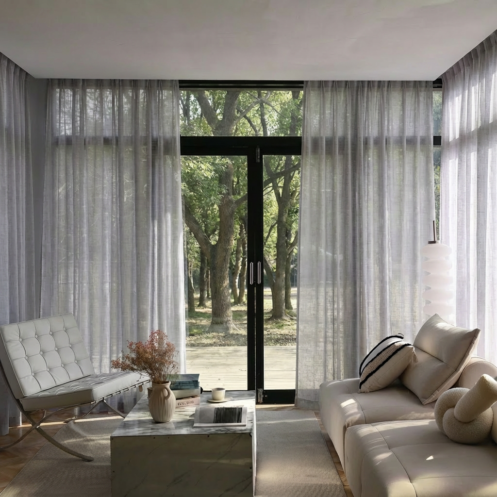Custom Linen Sheer Solid Curtains