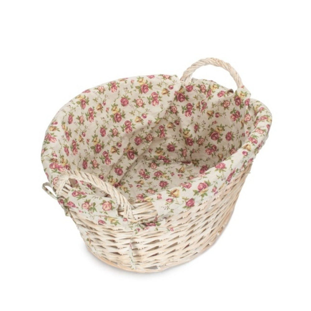 White Wash Finish Wicker Laundry Basket-1