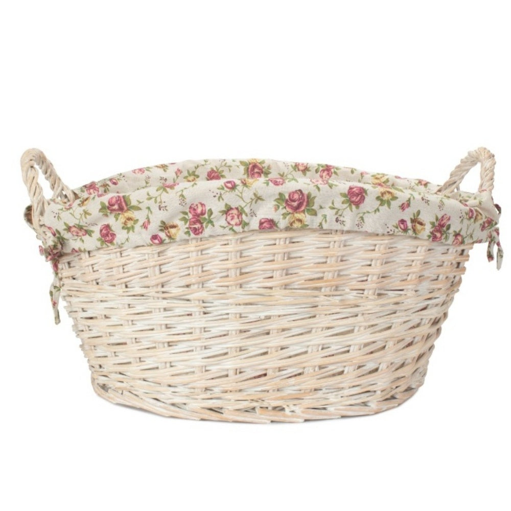 White Wash Finish Wicker Laundry Basket-2