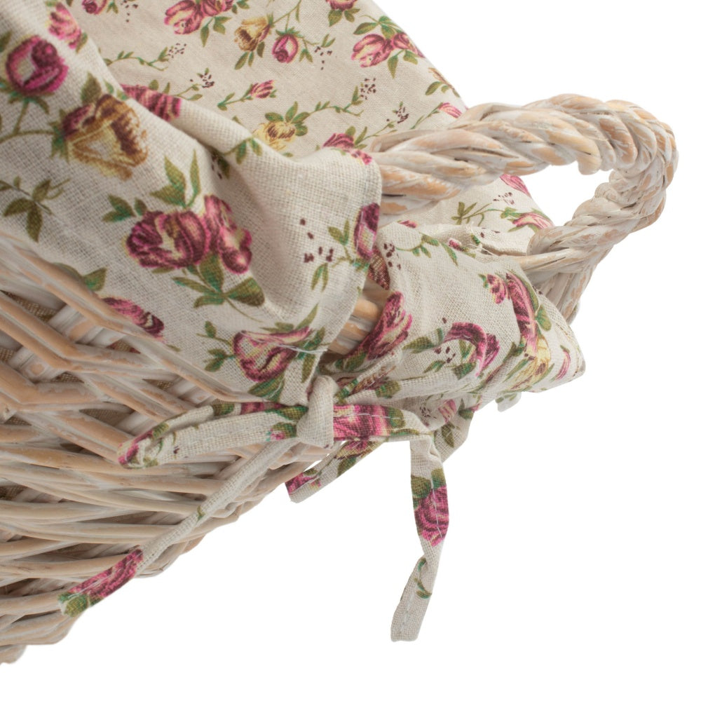 White Wash Finish Wicker Laundry Basket-3