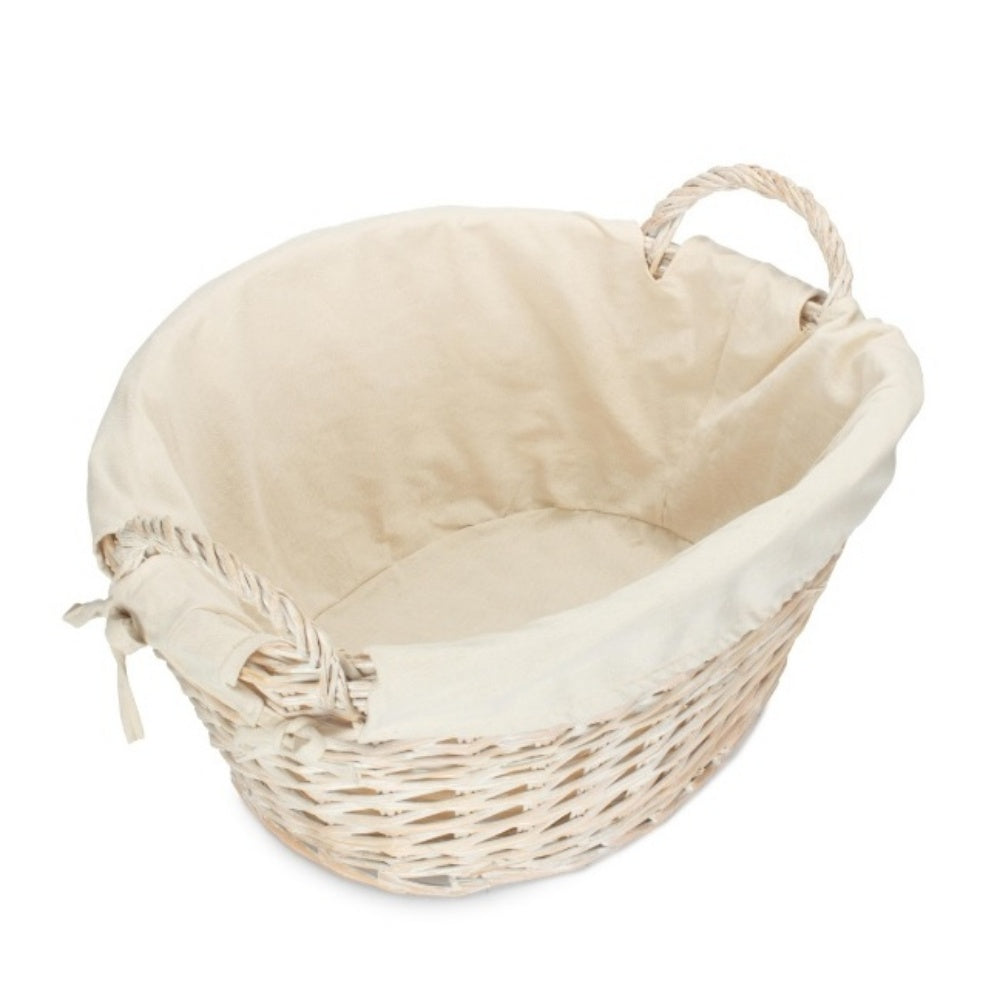 White Wash Finish Wicker Laundry Basket-5