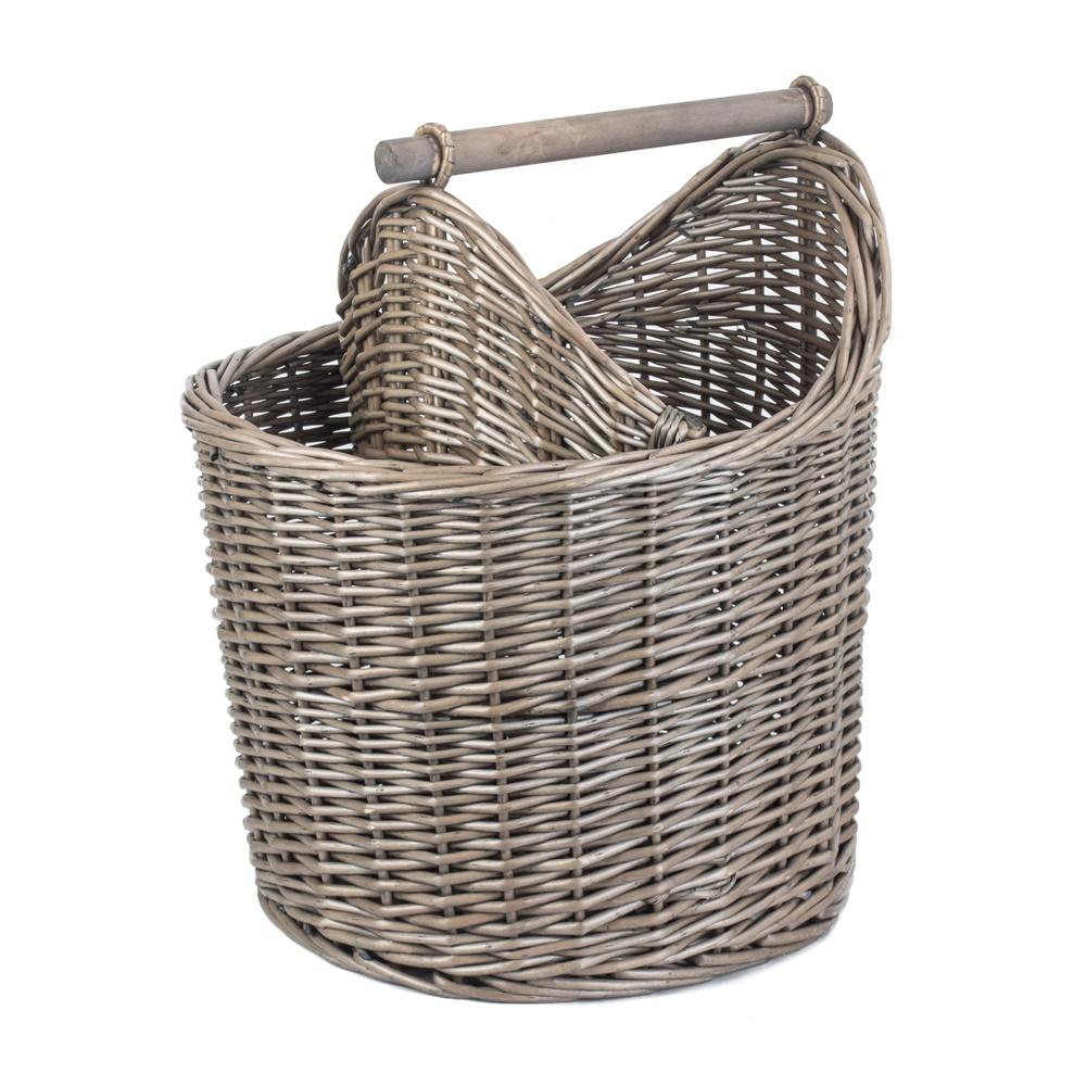Antique Wash Wicker Bathroom Storage Basket-0