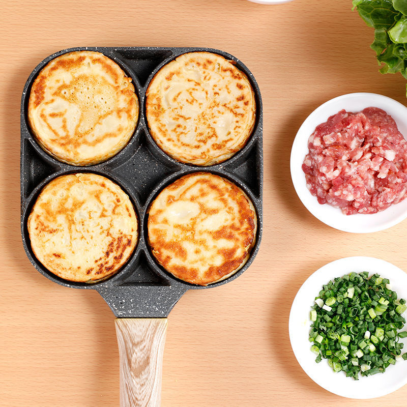 Four-hole Frying Pot Pan Thickened Omelet Pan Non-stick Egg Pancake Steak Pan Cooking Egg Ham Pans Breakfast Maker Cookware-1