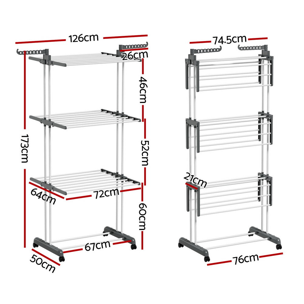 Artiss Clothes Airer Drying Rack 173cm Coat Hanger Foldable-3